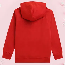 NUSYL Fleece Full Sleeves Hearts & You Are Enough Text Printed Hoodie - Red image 3