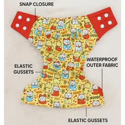 KIDS BASIC Reusable Baby Cloth Diapers With Fun Prints Washable Diaper Nappy - Yellow image 2