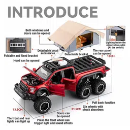 Magicwand 1:24 Scale Die-Cast Raptor Camping Random Color Large with 6 Openable Doors,Pull Back Action, Working Lights Pack of 1 image 2