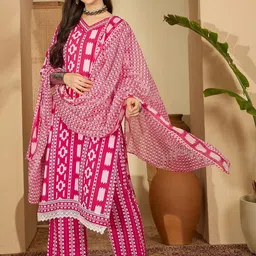 Sangria Women Printed Regular Mirror Work Kurta Set-image-61
