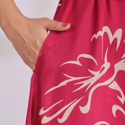 JISORA Women Pink Printed Russian Silk Dress image 4