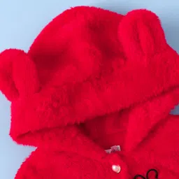 Mark & Mia Full Sleeves Hooded Fur Winter Jacket With Sling Bag & Ears Applique - Red image 3