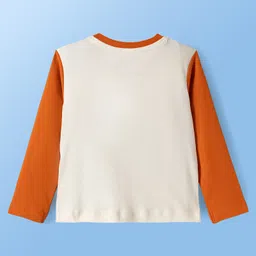 Babyoye 100% Cotton Interlock Knit Full Sleeves T-Shirt & Lounge Pant Set with Tiger Print - Rust Orange & Cream image 3