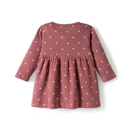 Simply Interlock Knit Full Sleeves Frocks with Floral Print Pack of 3 - Brown Charcoal Grey & Beige image 3