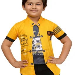 BAESD Boys Typography Printed Classic Fit Cotton Casual Shirt-image-88