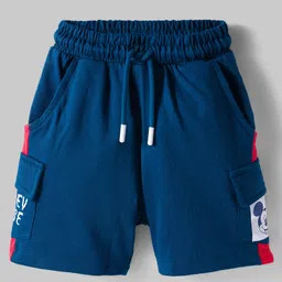 Ollington St. Disney Single Jersey Knit Oversize Drop Shoulder Half Sleeves Polo T-Shirt and Shorts Set with Front and Back Mickey Mouse Graphics - White & Navy Blue image 4