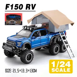 Magicwand 1:24 Scale Die-Cast Raptor Camping Random Color Large with 6 Openable Doors,Pull Back Action, Working Lights Pack of 1 image 4