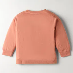 CUCUMBER Sinker Knit Full Sleeves Henley Neck T-Shirt & Joggers Set With Koala Print - Orange & Peach image 3