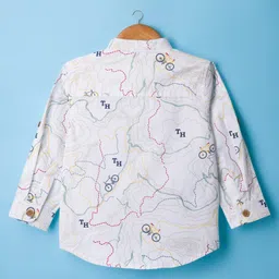 ToffyHouse Poplin Woven Full Sleeves Printed Party Shirt & Trouser Set with Suspender & Patch Detailing - Wine & White image 4