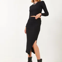 BIANCO LUCCI Round Neck Top With Skirt Co-Ords image 4