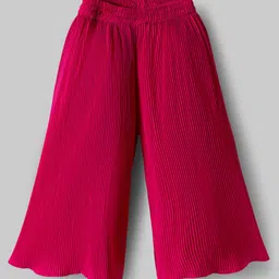 OLLINGTON ST. Georgette Woven Full Sleeves Floral Printed Top & Pleated Satin Culottes Set - Maroon & Pink image 5