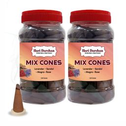Hari Darshan Set of 2 Dry Dhoop Cones Mix - 120 Cones Each Jar-picture-3