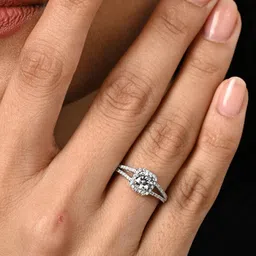 Clara 92.5 Sterling Silver Platinum-Plated CZ-Studded Cathedral Adjustable Finger Ring image 5