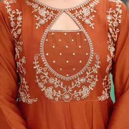 JISHNAM Women Ethnic Motifs Embroidered Panelled Thread Work Kurta with Trousers & With Dupatta image 4