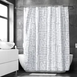 Encasa Homes Polyester Shower Curtain Boho Maze Grey-image-55
