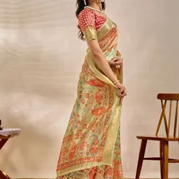 tammu designer Ethnic Motifs Silk Blend Handloom Mysore Silk Saree image 5