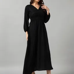 Raiyani Enterprise Women V-Neck Fit-Flare Dress-image-98