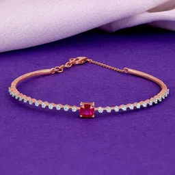 GIVA 14Kt Rose Gold Scarletta Diamond Bangle-image-93