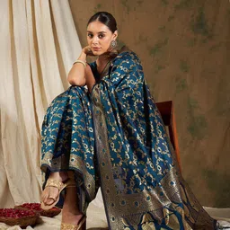 SAINOOR Ethnic Motifs ZariBanarasi Saree image 3