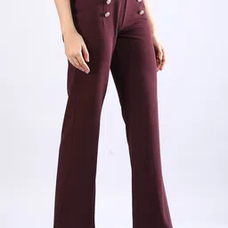 KASSUALLY Women Relaxed Straight Fit High-Rise Trousers image 2