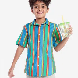 Bonkids Half Sleeves Roman Striped Shirt - Multi Colour-picture-13