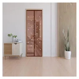 Evafly Mosquito Net for Door Feather Style Magnetic Curtain Auto Closing Insect Screen for All Door Types with Self Adhesive Hook Tape Polyester 210X90 - Brown image 1