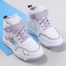 Cute Walk by Babyhug Sneaker Shoes with Velcro Closure Lace Detailing & Girls Rule Print - Purple-picture-34