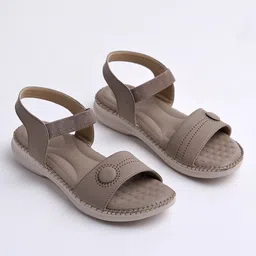 Shoetopia Textured Slip On Sandals - Brown-picture-13