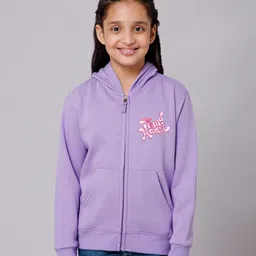 ALAN JONES Cotton Blend Knit Full Sleeves Kind Heart Text Printed Light Winter Hooded Sweatjacket - Light Purple-picture-38