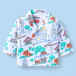 Babyhug Disney Single Jersey Knit Full Sleeves Night Suit with Lady & The Tramp Graphics - White image 2