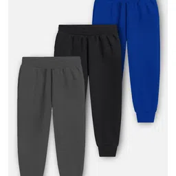 Trampoline Pack Of 3 Stay Humble & Never Give Up Text Printed Track Pants - Blue Grey & Black image 3