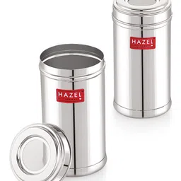 HAZEL Stainless Steel Kitchen Containers 500ml Set of 2 with Transparent See-Through Lids | Airtight Spice & Dry Fruit Storage Jars image 2