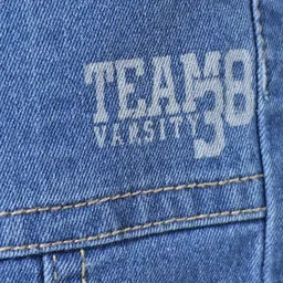 Babyhug Cotton Full Length Stretchable Denim Jeans with Team Varsity 38 Print - Blue image 4