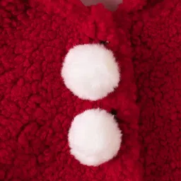 Mark & Mia Full Sleeves Hooded Fur Winter Jacket With Pom Pom Applique - Red image 4