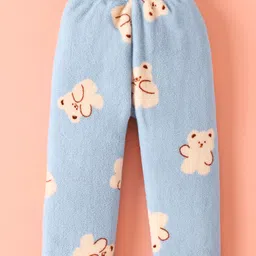 Mark & Mia Full Sleeves Winter Wear Co-ords Night Suit With Animal Print - Light Blue image 4