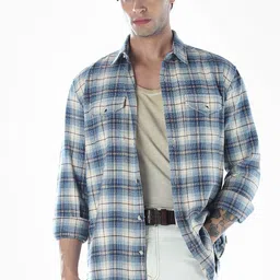 Jack & Jones Men Relaxed Fit Buffalo Checked Spread Collar Pure Cotton Casual Shirt image 3