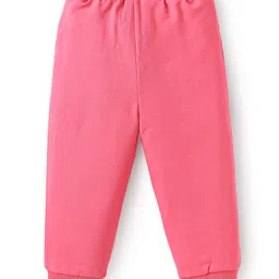 Babyoye Disney Terry Knit Full Drop Shoulder Sleeves T-Shirt & Lounge Pant Set With 101 Dalmatians Graphics - Dark Pink & White image 5