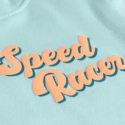 Taeko Full Sleeves Hooded Fleece Sweatshirt with Kangaroo Pocket & Text - Light Green image 5