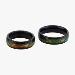 Peora Unisex Set of 2 Multicoloured ECG Band Rings image 4