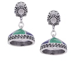 Voylla Silver-Toned Dome Shaped Jhumkas image 2