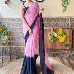 KALINI Tie and Dye Embroidered Saree With Unstitched Blouse Piece-image-25