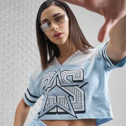 Street By Tokyo Talkies Graphic Printed V-Neck Cotton Boxy T-shirt-image-89