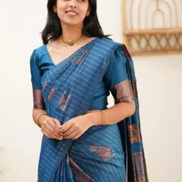 CaniBani Woven Design Zari Silk Blend Banarasi Saree image 4