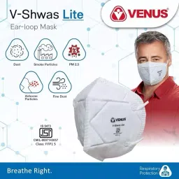 Venus V-Shwas Lite ISI Certified FFP1 Respirator Face Mask in White Color, 24715 (Pack of 15 Piece) image 4