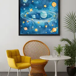 999Store Blue & Yellow Galaxy & Space Canvas Wall Art image 5