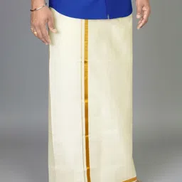 TUNI MANI Men Cream Cotton Dhotis-image-79