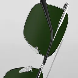 SAM & MARSHALL Unisex Metal UV Protection Silver Sunglasseses VEIN_SILVER_BLACK_GREEN_2938 image 2