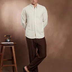 Campus Sutra Striped Band Collar Comfort Cotton Casual Shirt-picture-19