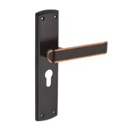 Jainson Locks Full Zinc Aura Cylinder Mortise Handle Lock Set Ultra 62 mm Cylinder Size & 200 mm Size Jet Black + Rose Gold Finish, 1023-picture-14