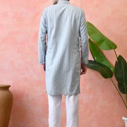 KUNDALI KAKSHAY Floral Embroidered Thread Work Straight Kurta With Pyjama image 3